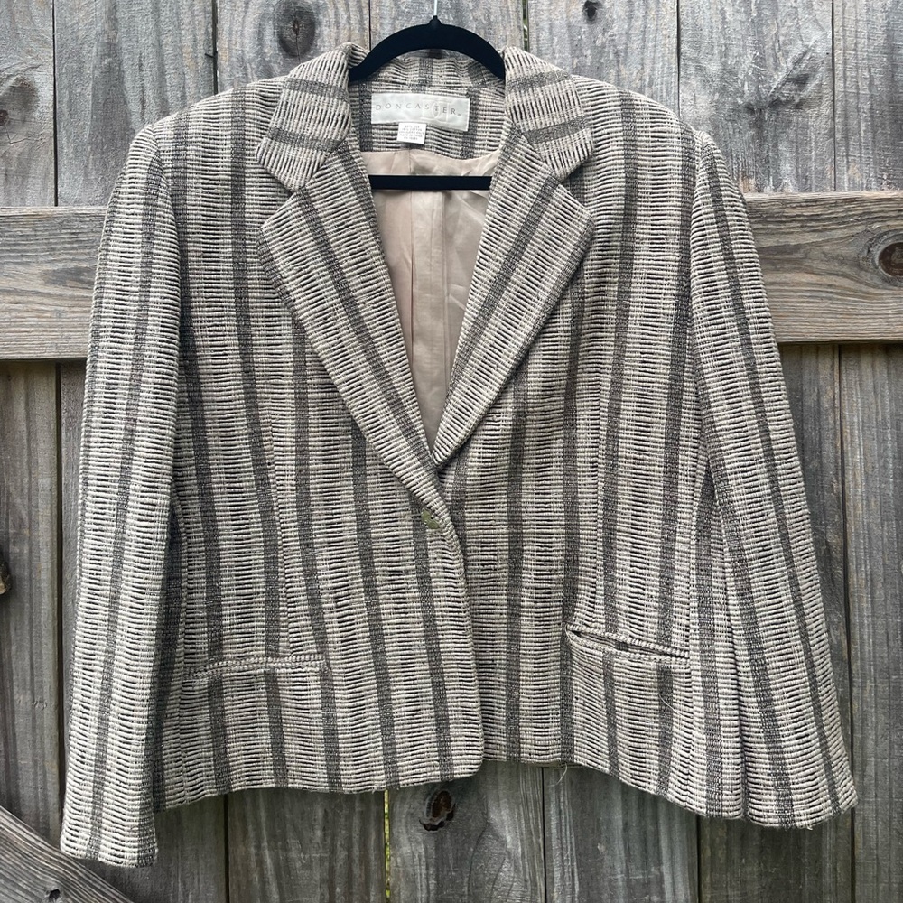 Doncaster Gray And Silver Thread Patterned Blazer… - image 1